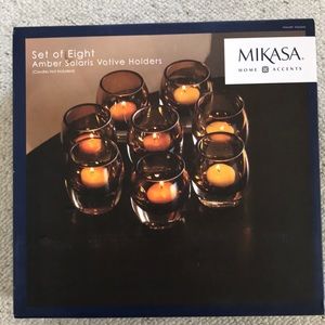 Mikasa Set of 8 Amber Solaris Votive Holders